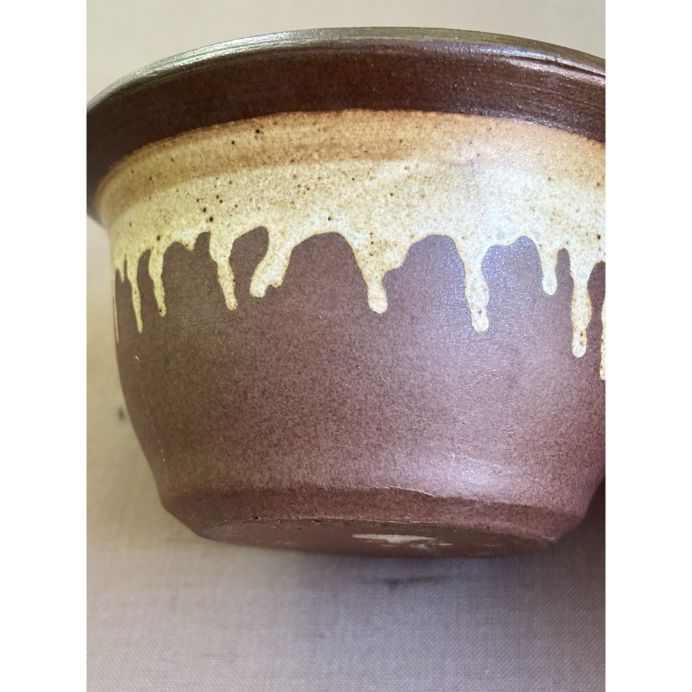 David Cressey Pottery Drip Glaze Brown Cream Bowl 4.5" USA 213 - Picture 4 of 11